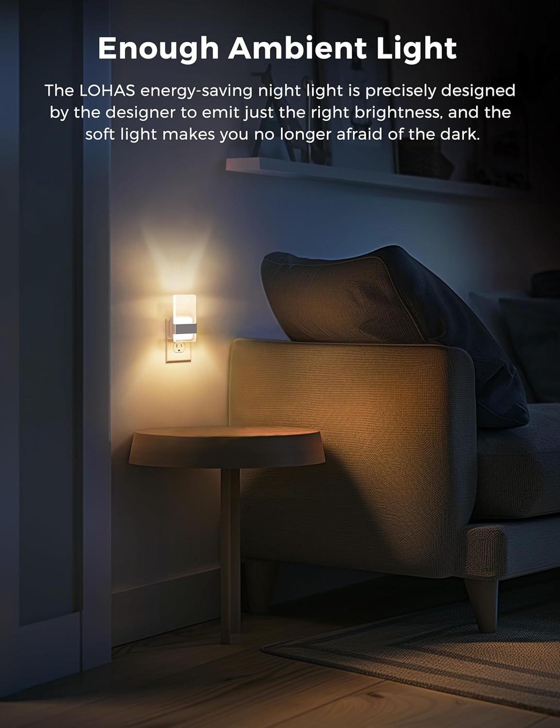 L LOHAS LED Night Light, Night Lights Plug Into Wall [2 Pack], Dusk-to-Dawn Sensor Decorative Night Light, 0-100LM Dimmable Nightlights, Wall Sconce-Style Acrylic Nitelight for Bathroom, Hallway,Gift