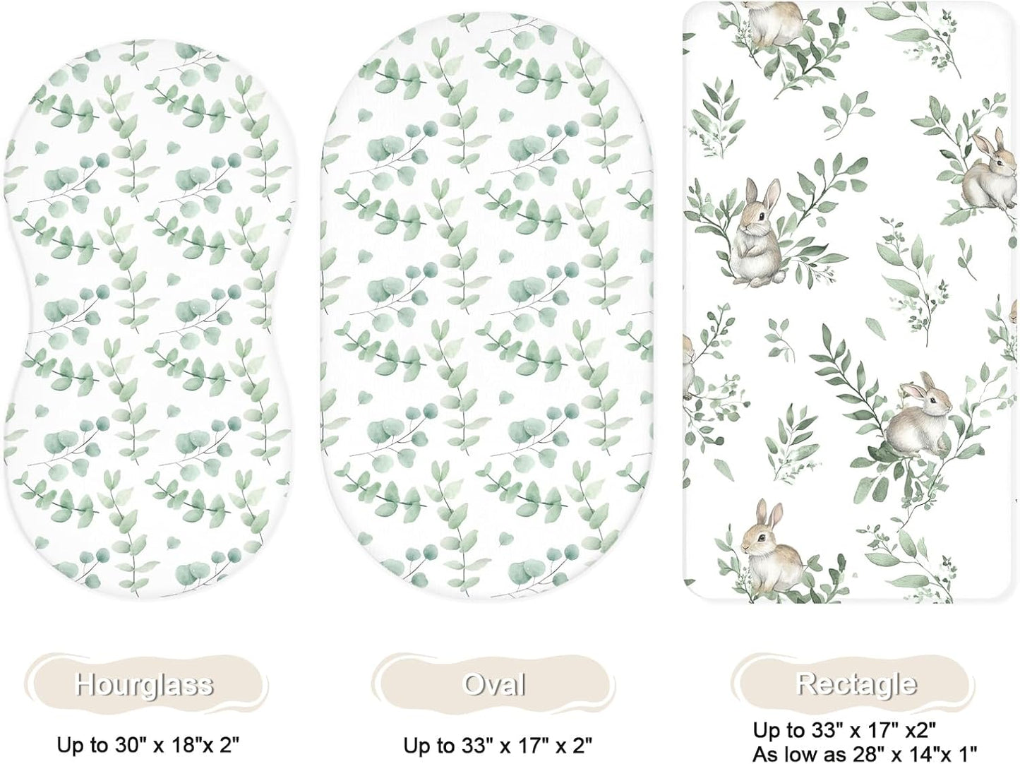 Bassinet Sheets for Baby Girls Boys 2 Pack, Fitted Baby Mattress Sheet for Rectangle, Oval, Hourglass Bassinet Mattress, Breathable Cozy & Universal Fit (Rusty Garden)