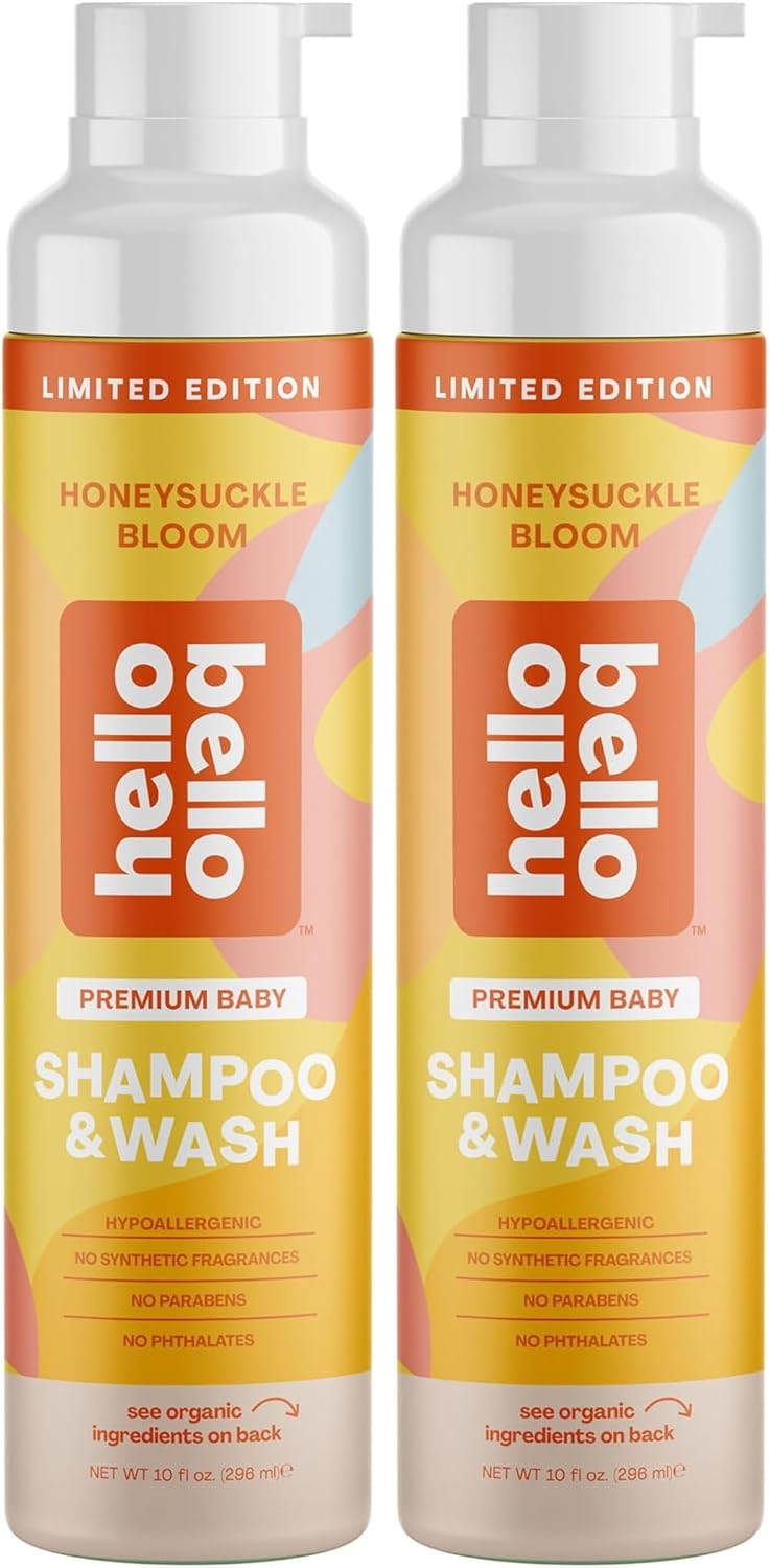 Hello Bello Baby Shampoo & Body Wash, Honeysuckle Bloom Scented, 10oz Bottle (Pack of 2)