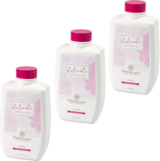 FOREVER NEW Delicate Hypoallergenic Laundry Detergent Powder - 150 to 192 Large Loads - Gentle washing detergent for Silk, Cashmere, Bra, Undergarments, Wool etc. - Original Scented - 32oz (3pack)