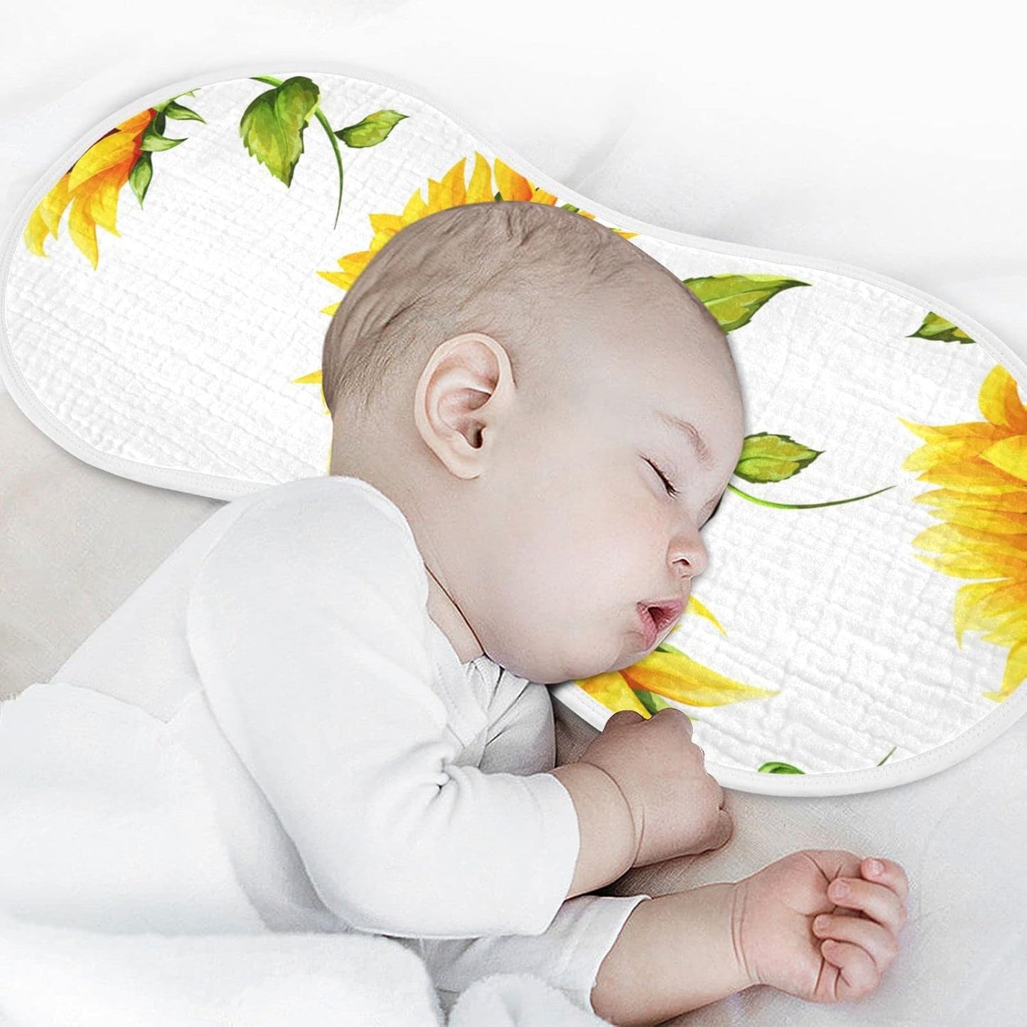 Muslin Baby Burp Cloths Set of 1, Soft Absorbent Big Sunflower Muslin Washcloths, Bibs, Face Towel for Newborn Boys Girls, 22 x 11 Inch
