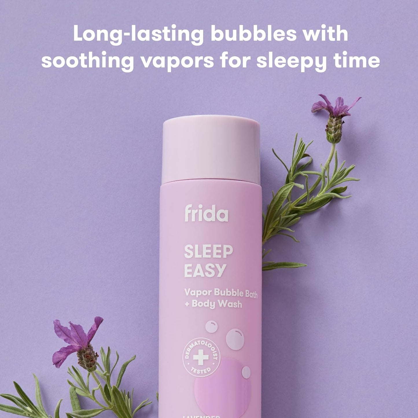 Frida Baby Lavender Baby & Kids Bubble Bath + Body Wash, Sleep & Calming Toddler & Baby Body Wash, Dermatologist Tested, Tear-Free, Hypoallergenic, Safe for Skin, Super Sudsy, 10oz