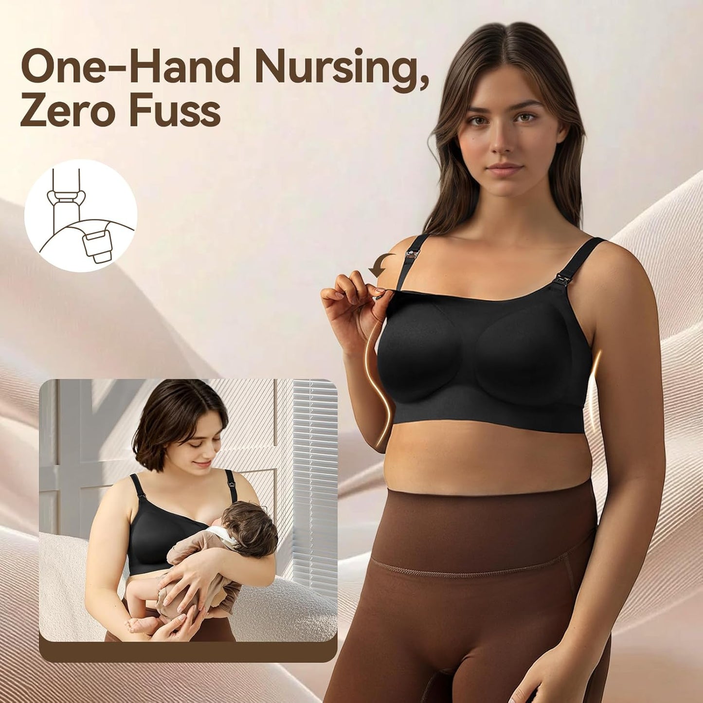 Nursing Bras for Breastfeeding, Leakproof Seamless Comfort Maternity Bras for Pregnancy Sleep with Extra Extender