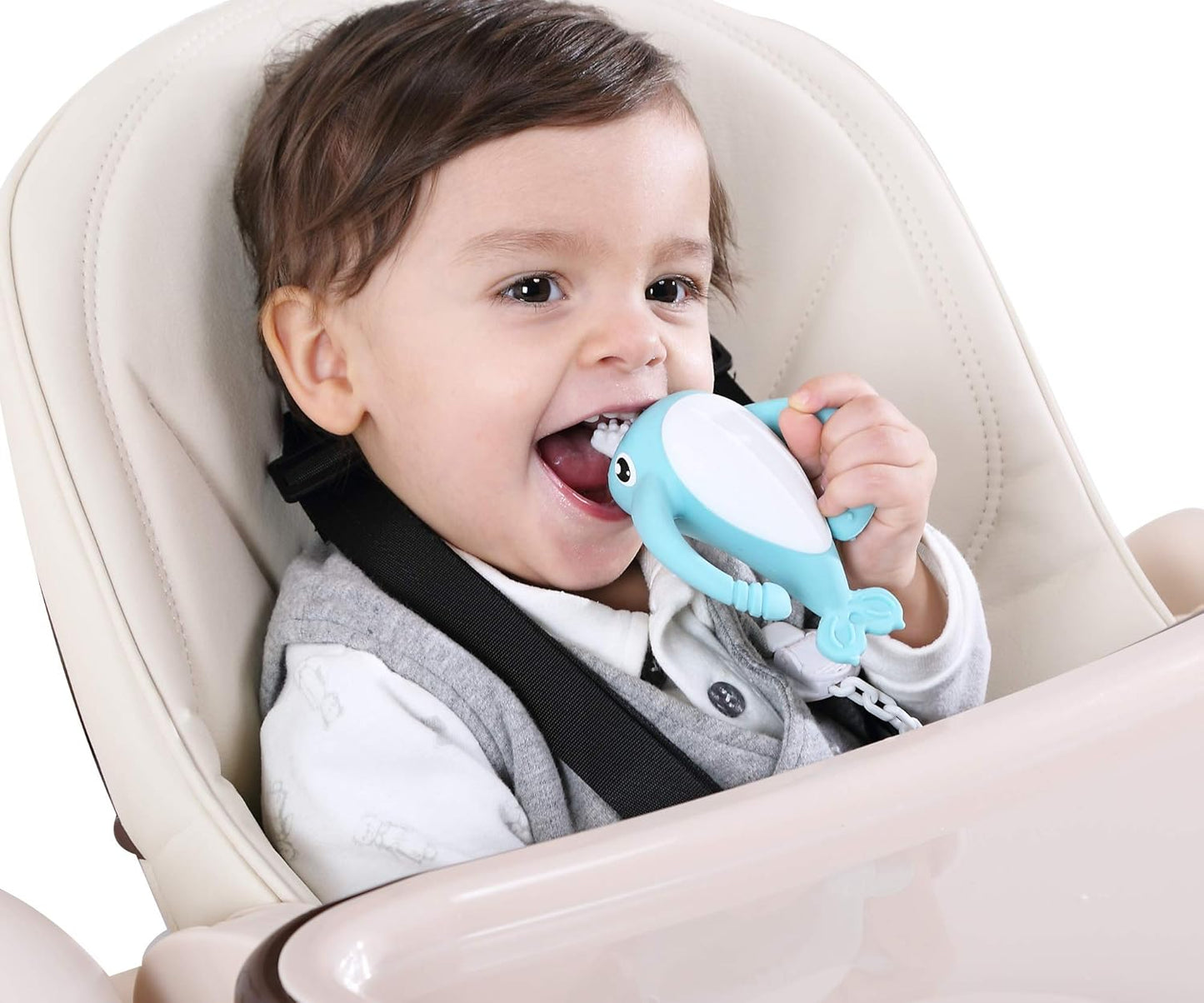 Smily Mia Narwhal Silicone Baby Teether for 3-6Months, Teething Toys 6-12Months, Best Toys for 4Months Babies, Sensory Toys for Teething Babies, Chew Toys for Teething Pain Relief, Blue