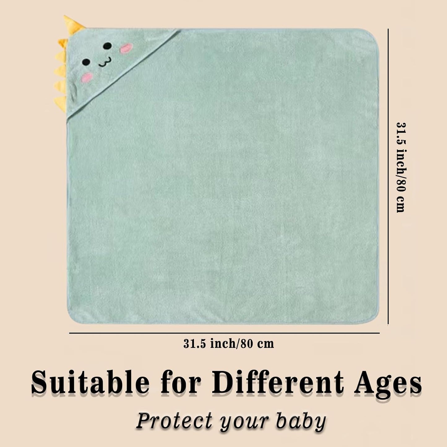 2 Pack Premium Soft Baby Bath Towels with Hood - Green Dinosaur + Brown Koala - Ultra Absorbent, Baby Stuff Shower for Boys and Girls