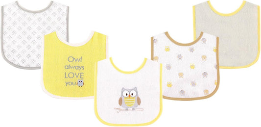 Luvable Friends Baby Cotton Terry Drooler Bibs with PEVA Back, Transportation, One Size