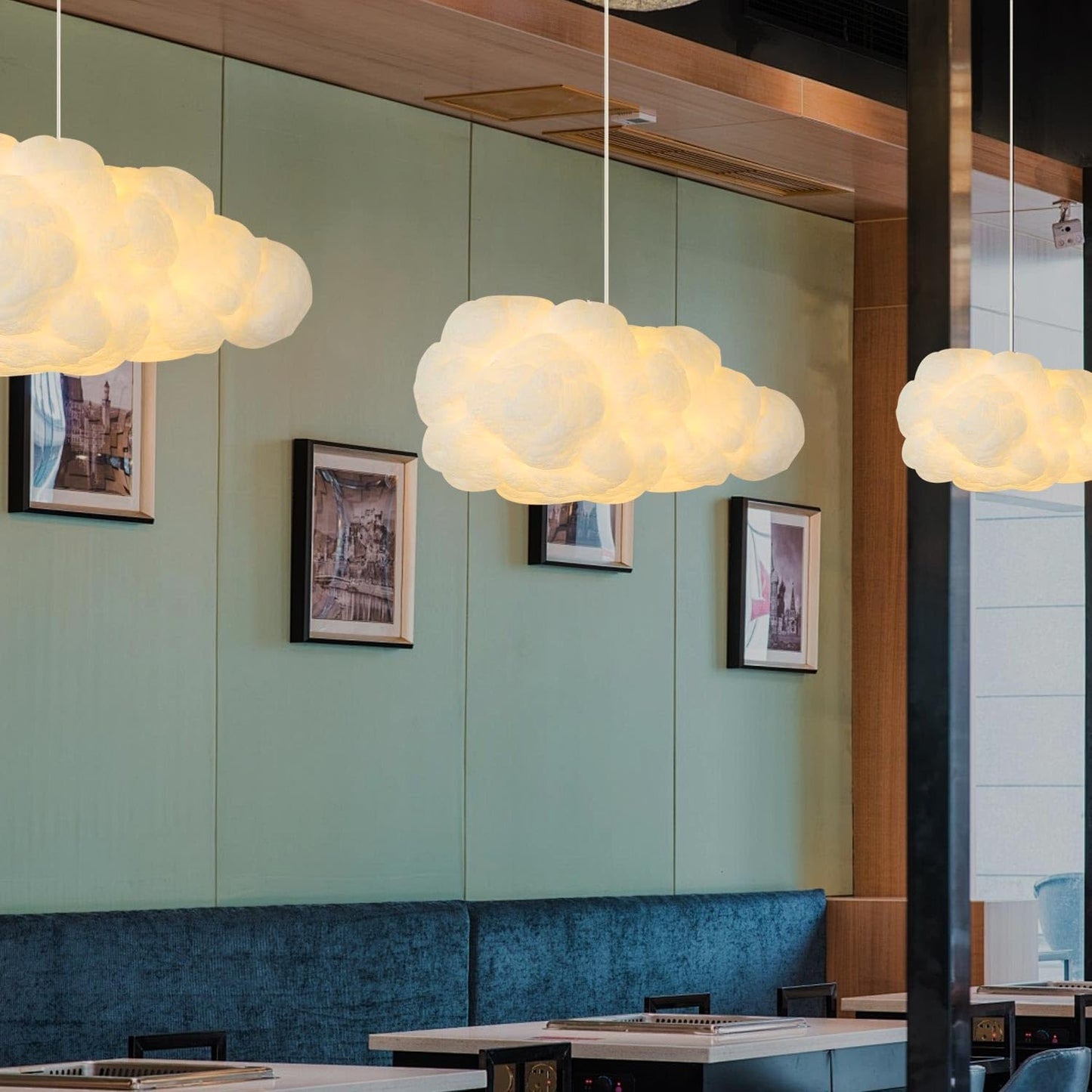 Cloud Pendant Hanging Light Fixture, Modern Fluffy Ceiling Lighting Chandelier, White Lamp Shade Lampshade for Children Girls Kids Living Room (50cmx25cm)