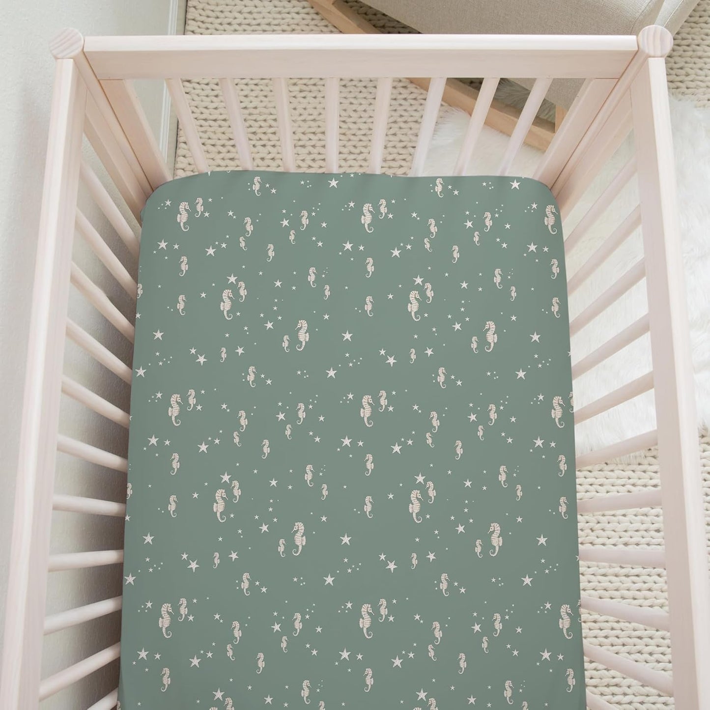 Crib Sheets Neutral - Fitted Baby Crib Sheets Bed for Girl Boy - 2 Pack Standard & Toddler Mattress (Ocean Odyssey) - Buttery Soft Organic Cotton Blend