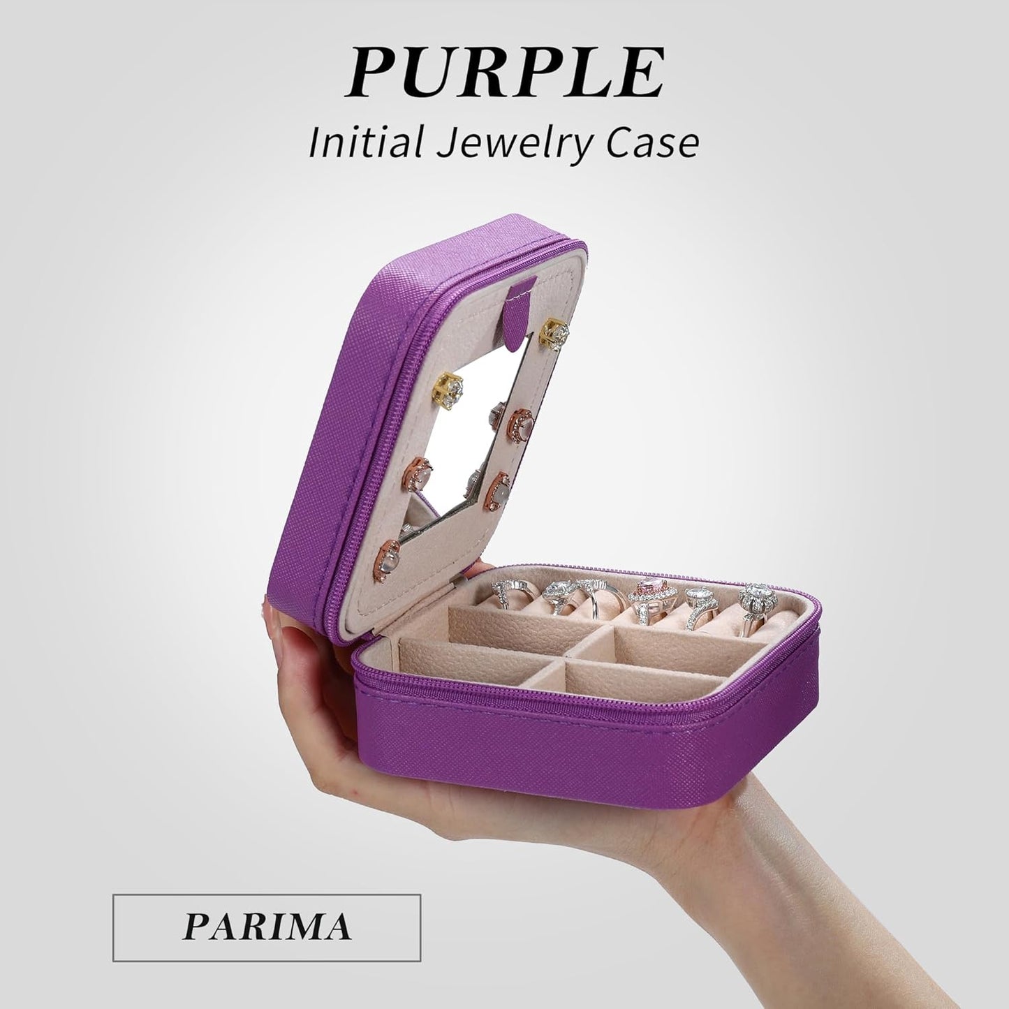 Parima Small Jewelry Box for Girls, Travel Initial Jewelry Boxs for Girls | Small Jewelry Organizer Box | Travel Jewelry Case Jewelry Organizer | Mini Jewelry Case - Letter G, Purple