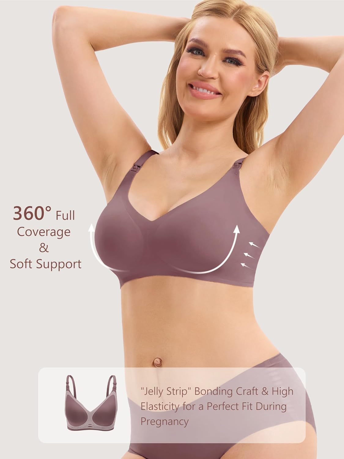 Angelhood 3 Pack Nursing Bras for Breastfeeding Seamless Pregnancy Maternity Bra Wireless Sleep Bralette with Extenders