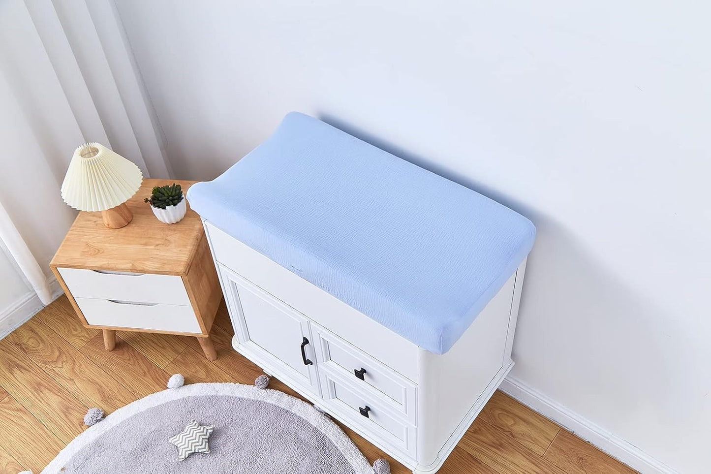 Muslin Changing Pad Cover,Ultra Soft Breathable Diaper Changing Table Cover for Baby Boys Girls,Neutral Fitted Changing Pad Sheets