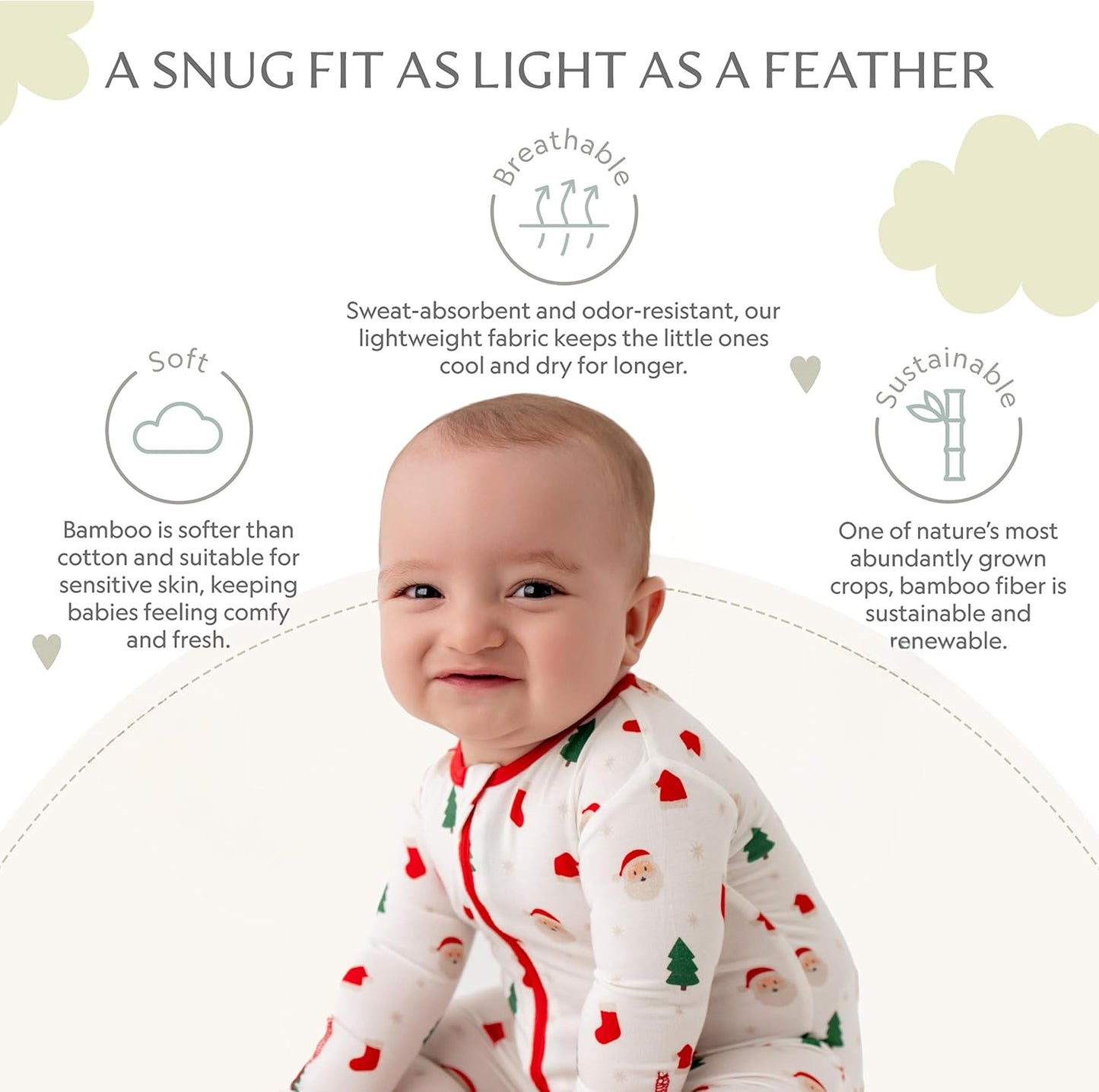 Bamboo Little Soft Baby Footie Pajamas, Baby Clothes, Newborn Sleepers, 95% Viscose and 5% Spandex, 0-24 Months