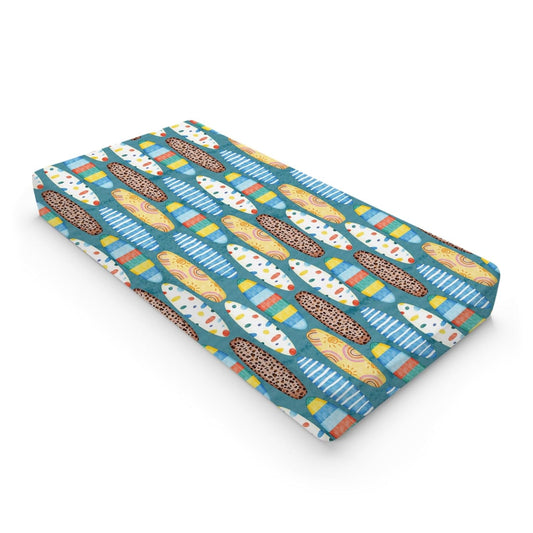 Boho Surfboard Baby Changing Pad Cover Sheets for Baby Boy Girl 32''x16'' Beach Surfing Unisex Fitted Diaper Changing Table Sheets Colorful Surfboard Comfort Soft Breathable Baby Changing Table Mats