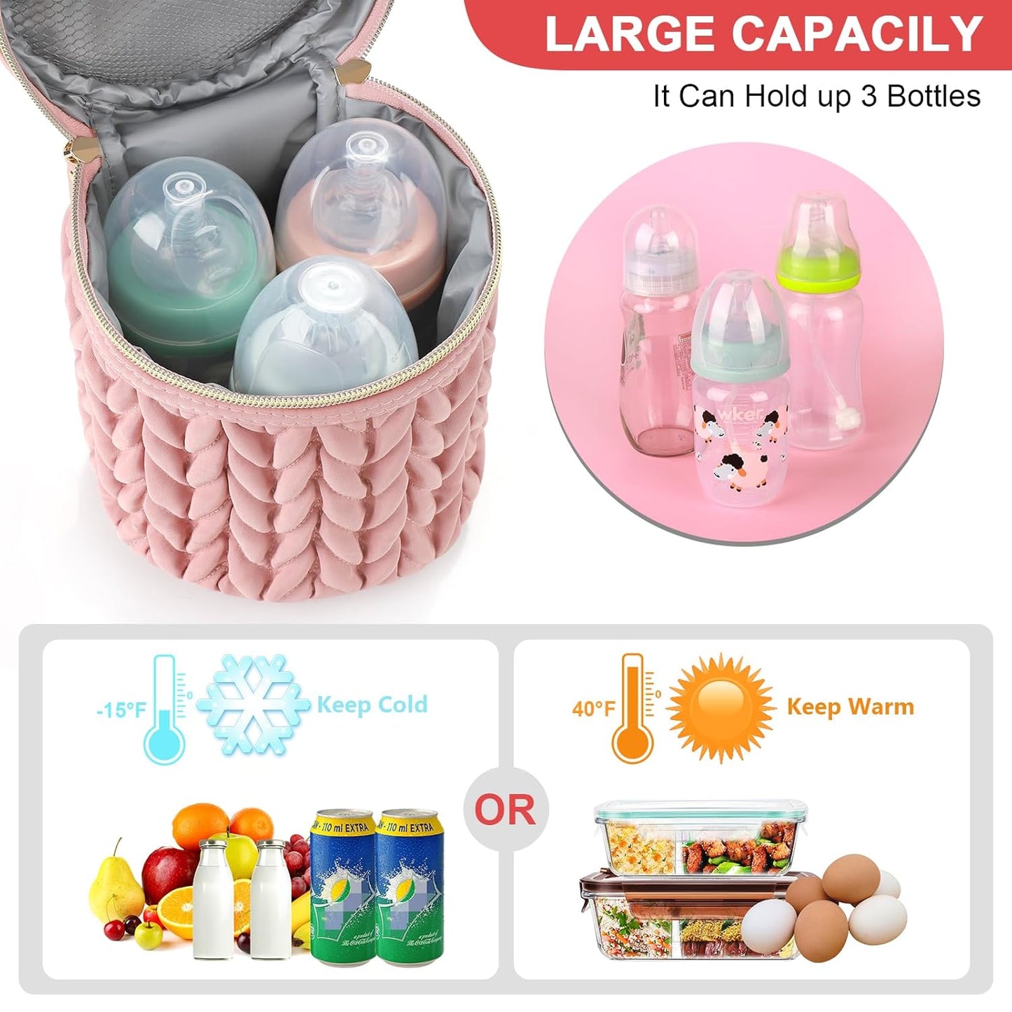 Accmor Breastmilk Cooler Bag, Insulated Baby Bottle Cooler Tote Bags for Nursing Mom Daycare