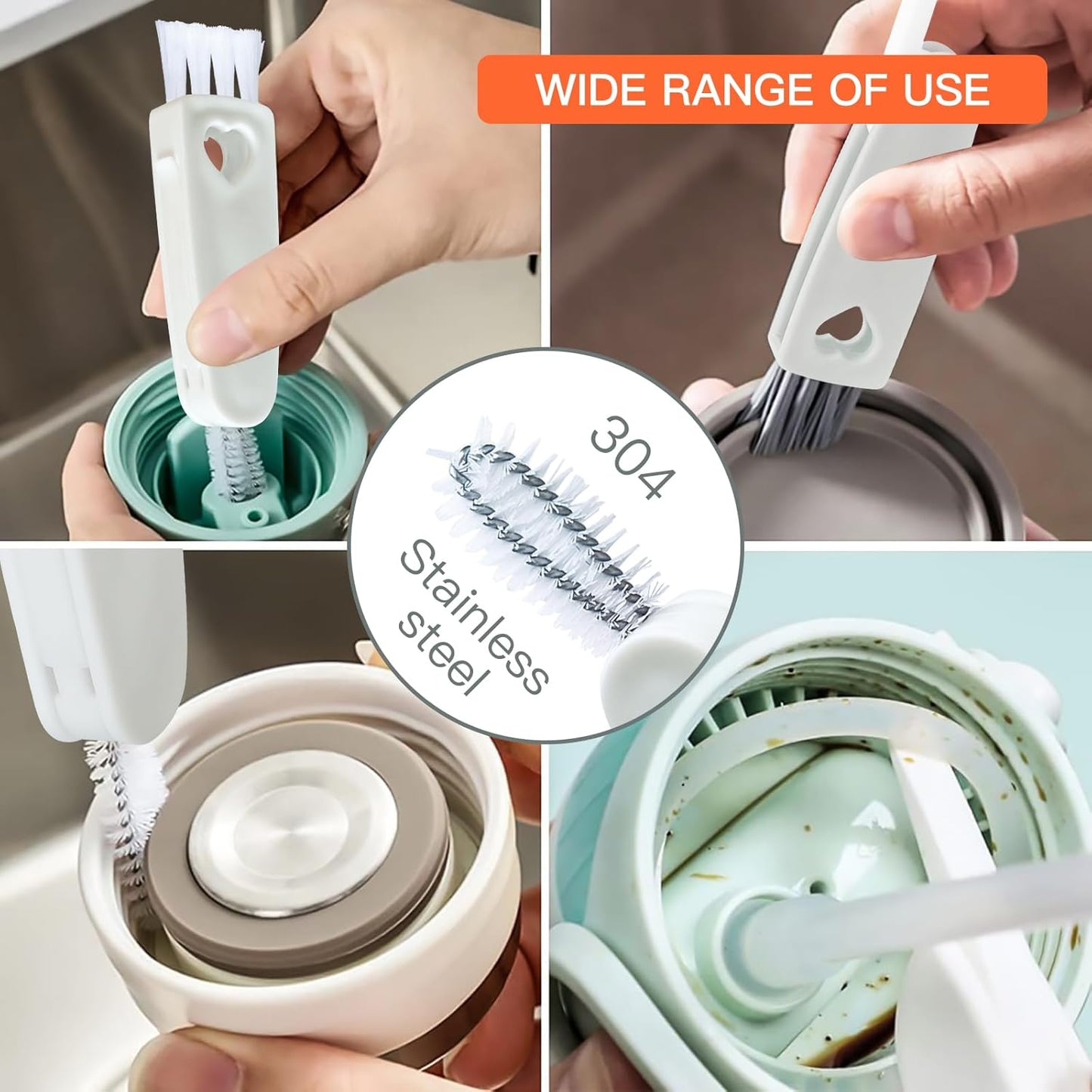 3 in 1 Multifunctional Crevice Cleaning Brush for Tight Spaces, Bottle Gap and Cup Lid Cleaner