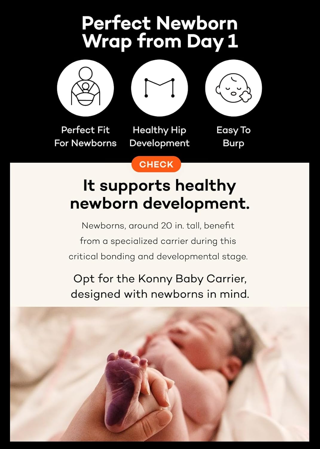 Konny Baby Carrier Flex SoftBreeze with Head Support - Adjustable, Easy to Wear Baby Wrap Sling, Perfect for Newborn Babies Essentials up to 44 lbs (M-4XL) - Blue Grey