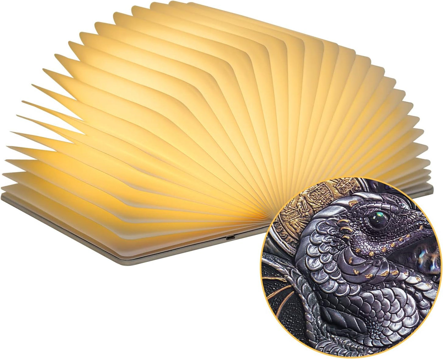 Portable Night Light with White Noise Machine for Adults Kids,Meditation Soother Relaxing Sounds Sleep Machine,3D Dragon Embossed Book Lamp for Bedroom,Music Speaker