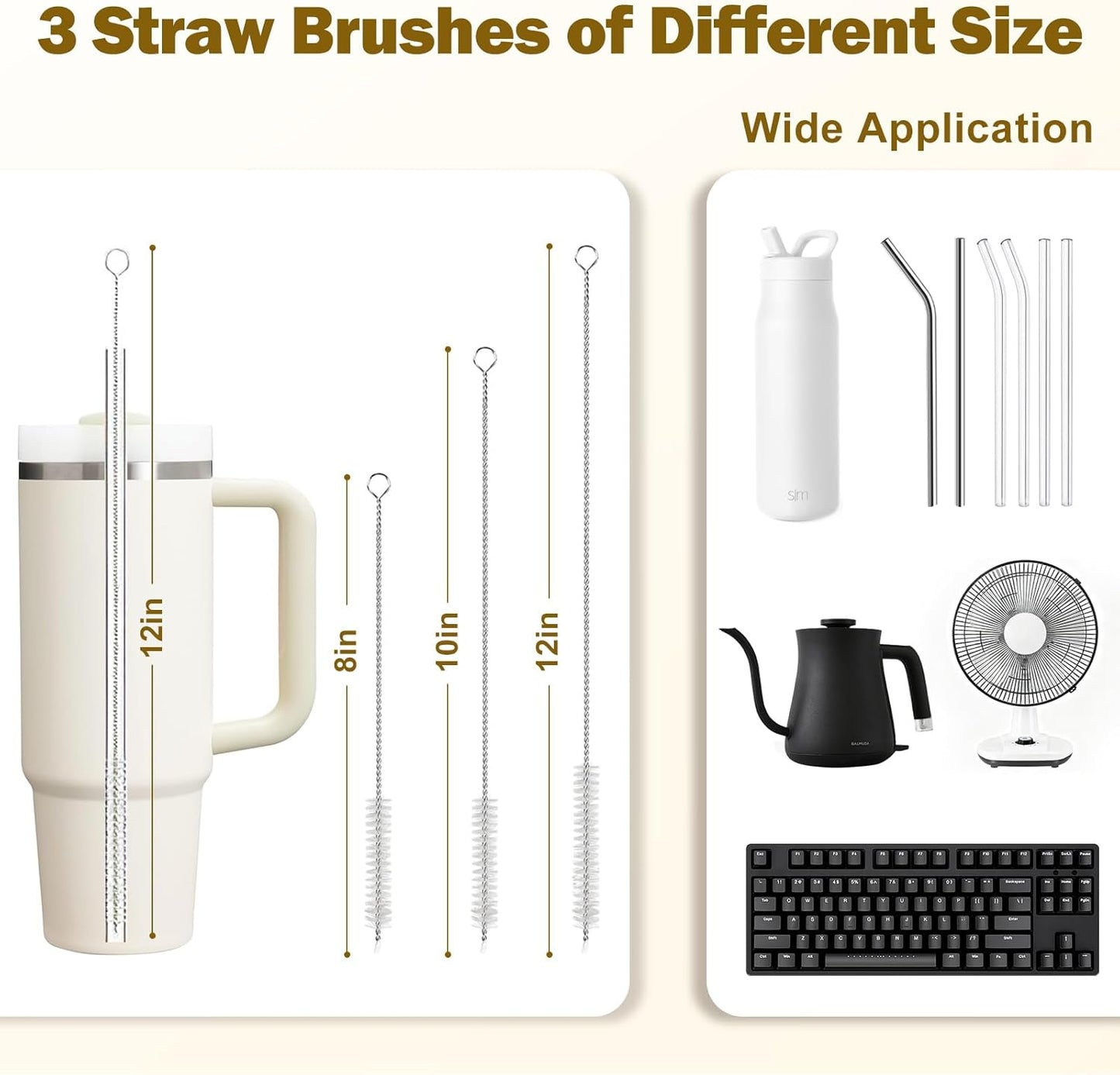 XYFuuee 5 Pack Dish Bottle Brush Set with 5-in-1 Cup Cleaning Brush, Dish Scrub Long Handle Brush with Scraper Tip, 3 Straw Cleaner Brushes for Stanley, Washing Kitchen Sink Pot Pan Water Bottle Stove