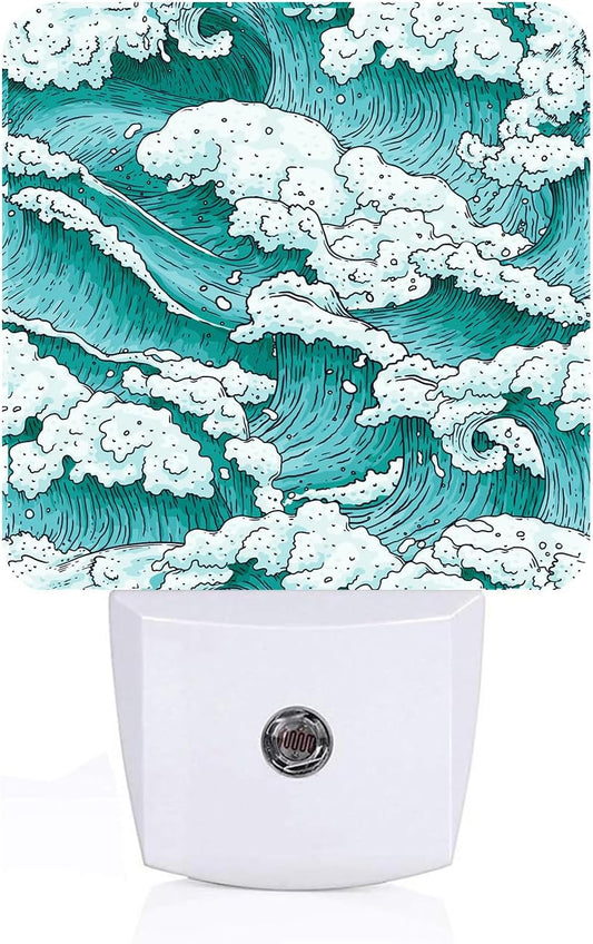 Ocean Waves Night Light,Plug-in Nightlights Auto Sensor Night Lamp Dusk to Dawn Lamp Home Decor for Nursery Children Girls Boys