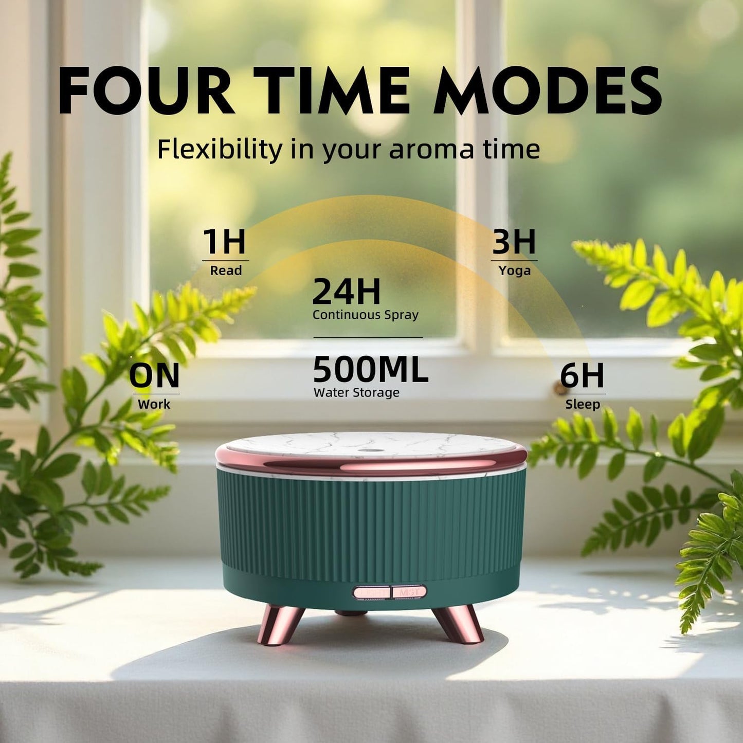 500ML Essential Oil Diffuser: Ultrasonic Aroma Diffuser with Remote Control for Spa Hotel Yoga Room - Humidifier for Bedroom with 7-Color Night Lights & Auto Shut-Off for Nursery/Women Home Relaxation