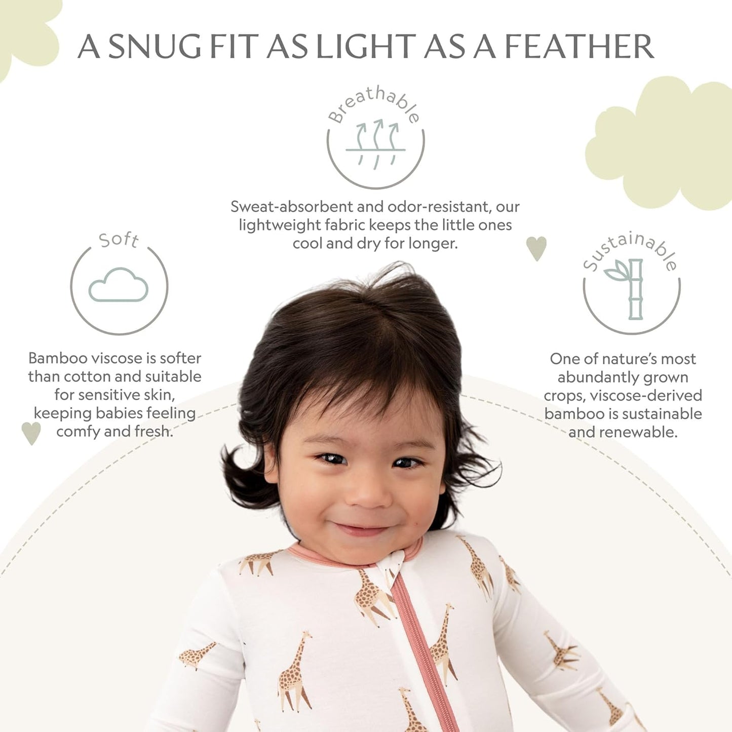 Bamboo Little Soft Baby Footie Pajamas, Baby Clothes, Newborn Sleepers, 95% Viscose and 5% Spandex, 0-24 Months