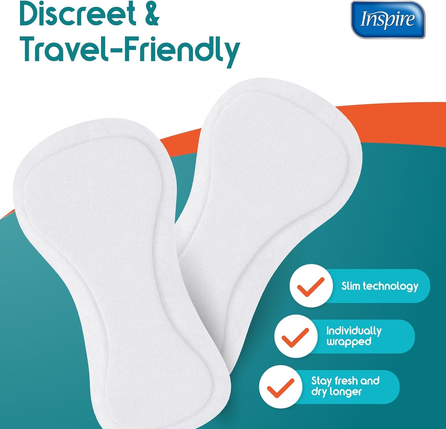 Inspire Ultra Absorbency Incontinence Booster Pads | Absorbs Over 4 Cups! | for Women or Men, Adhesive Strip Use in Incontinence Underwear and Diapers Leak-Free (66 Count)