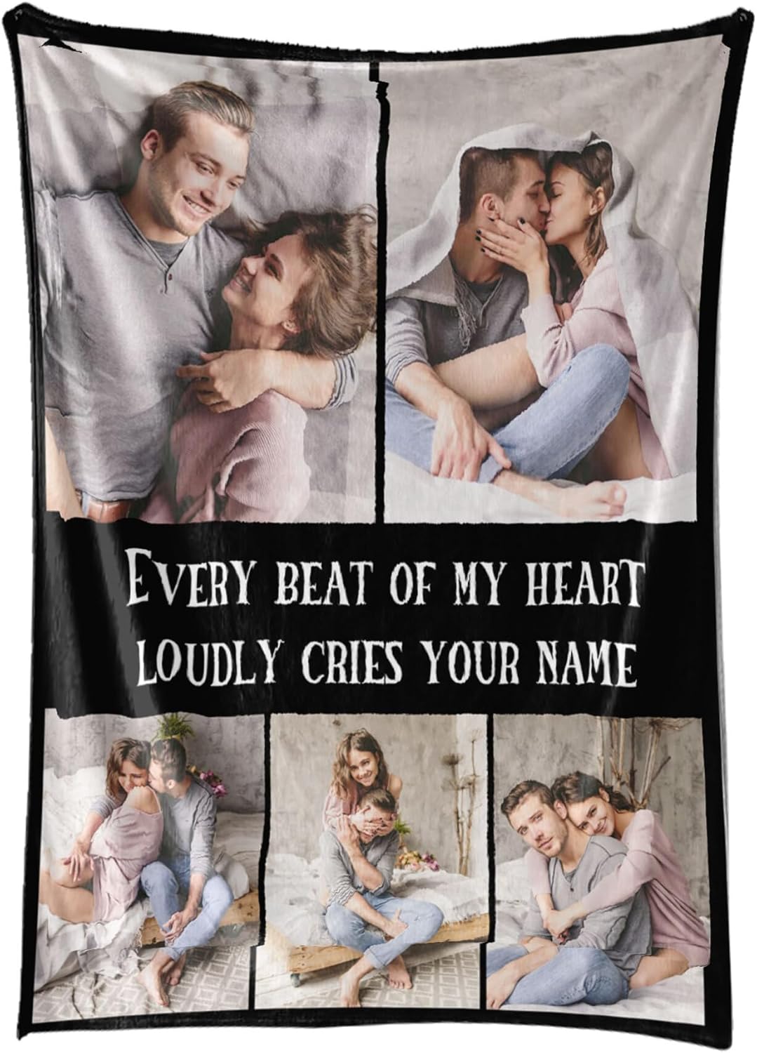 Personalized Blanket Custom Throw Blanket with Photo Text Customized Picture Blankets Personalized Gift Flannel Blanket for Birthday Gifts Valentines Day Gift, 50 * 60in