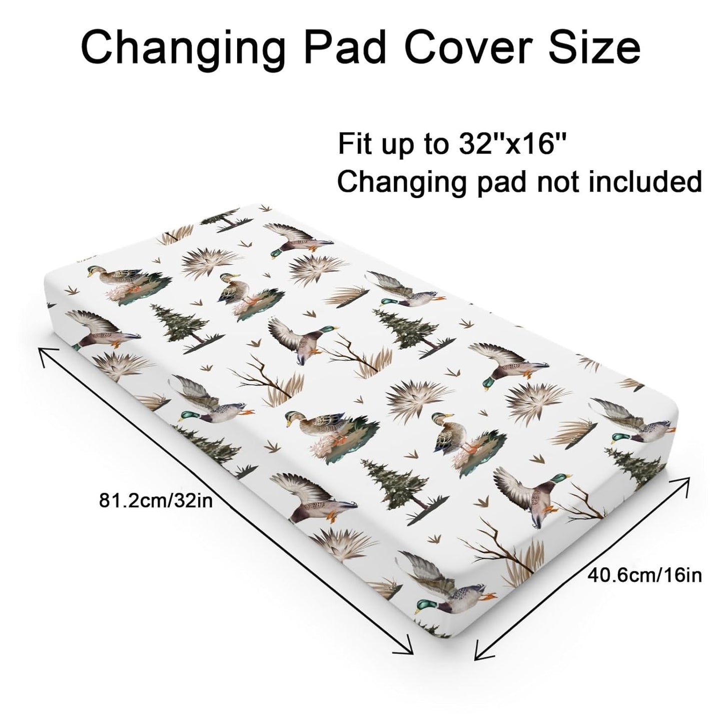 Mallard Duck Changing Pad Covers Duck Hunting Reeds Trees Diaper Changing Pad Covers Sheets for Girls Boys Soft Breathable Stretch Fitted Change Table Pad Mats Covers 32''x16''