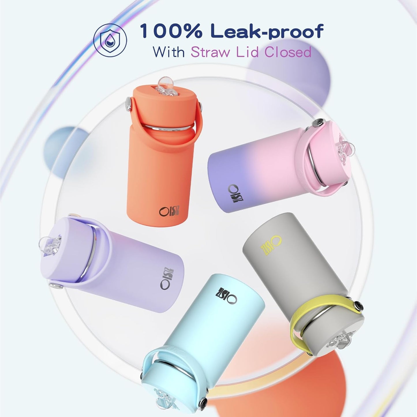 OISIZ Kids Water Bottle with Straw Lid 14oz, Vacuum Insulated 316 Stainless Steel Water Bottles for Kids for School, Leakproof Water Bottle, BPA Free and Keep Cold for 24 Hours