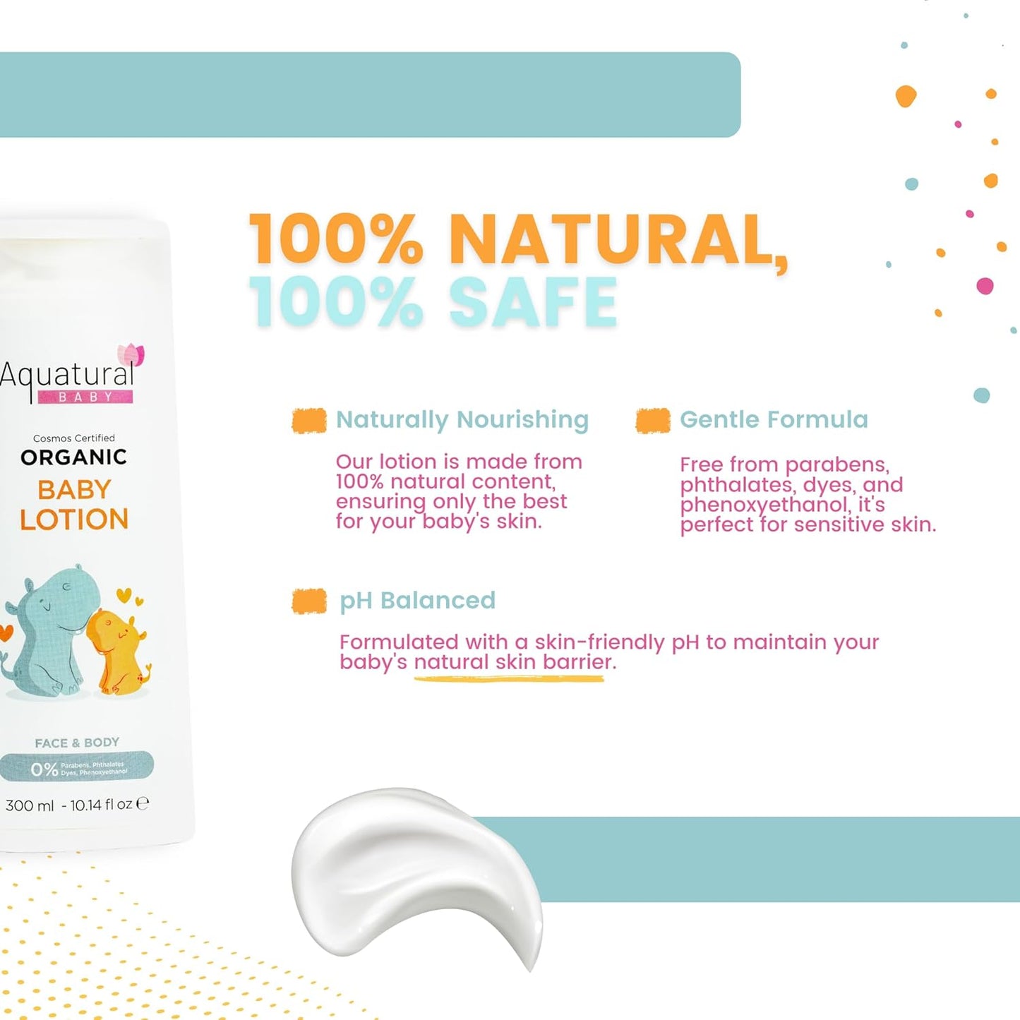 Organic Baby Lotion for Newborn, Natural Face & Body Cream Moisturizer, Toddler, Delicate, Dry Skin - Gentle Kids Lotion Sensitive Skin, 10.14fl oz