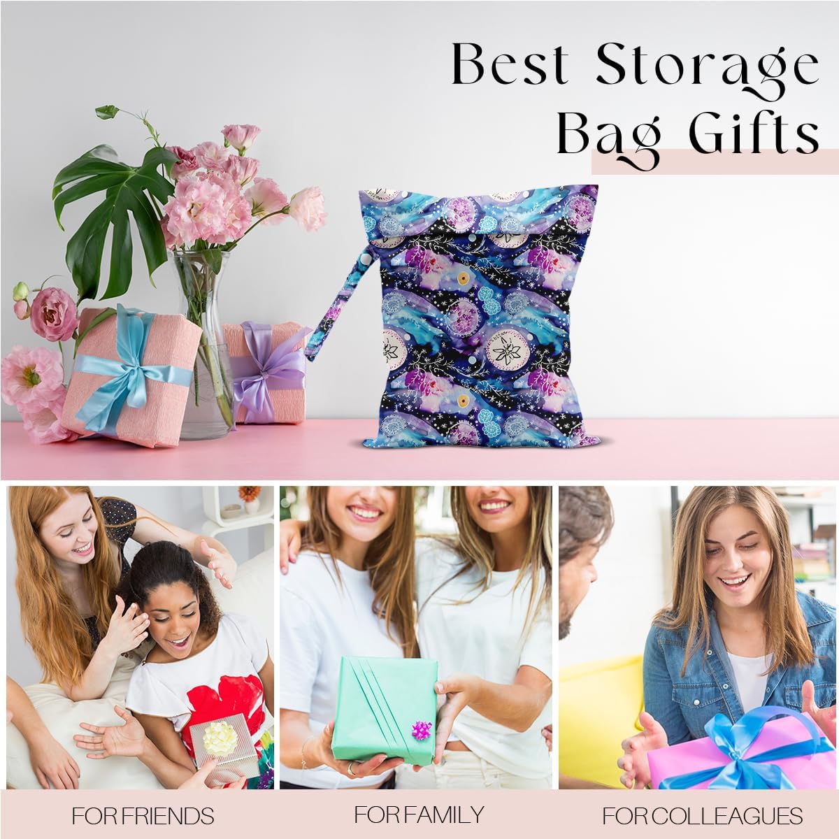 Wet Bag for Swimsuit, Beach Travel Essentials Wet Dry Bag, for Sunscreen Toiletry Dirty Clothes Yoga Gym Diaper, Friends Summer Beach Vacation Gifts. Colorful jellyfish