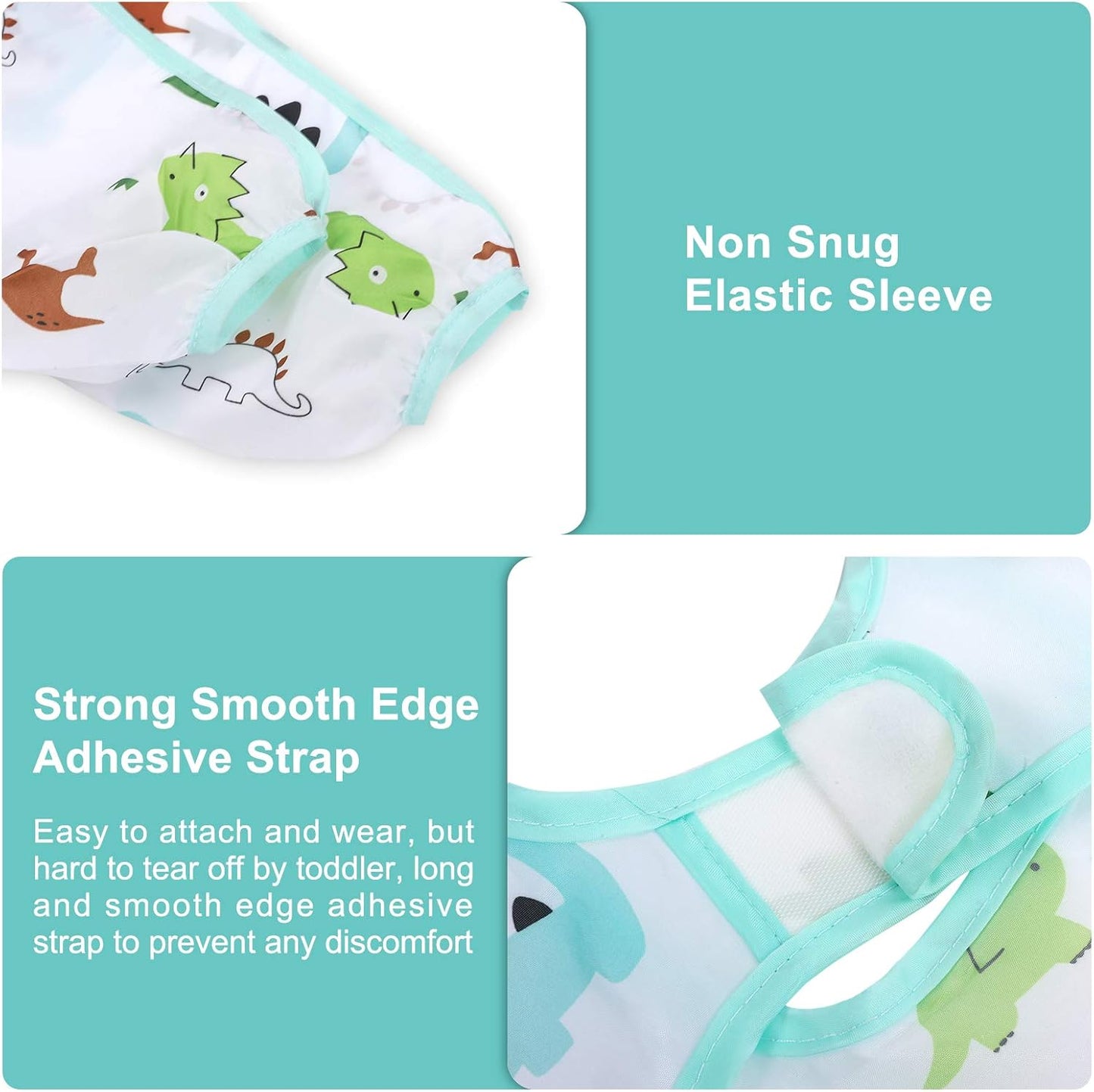 Accmor 4 Pack Long Sleeve Bibs, Baby Smock Waterproof Sleeved Bib Smock for Baby Toddler 6-36 Months