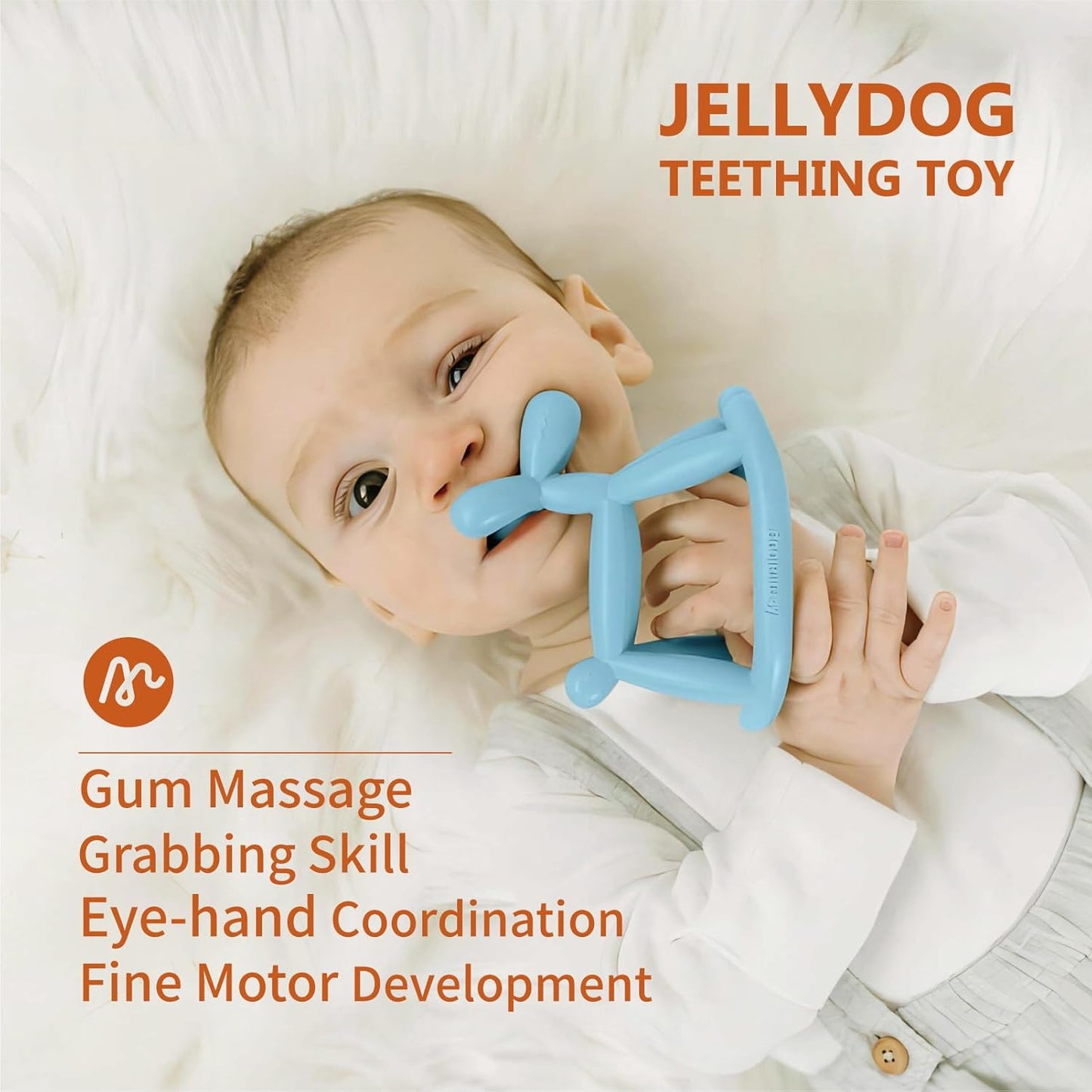 Baby Teether Toys for Teething Relief, Teething Toys 3-6 Months Food Grade Silicone Teether with Storage Box and Pacifier Clip, Baby Essential (Light Yellow Clip+Box)