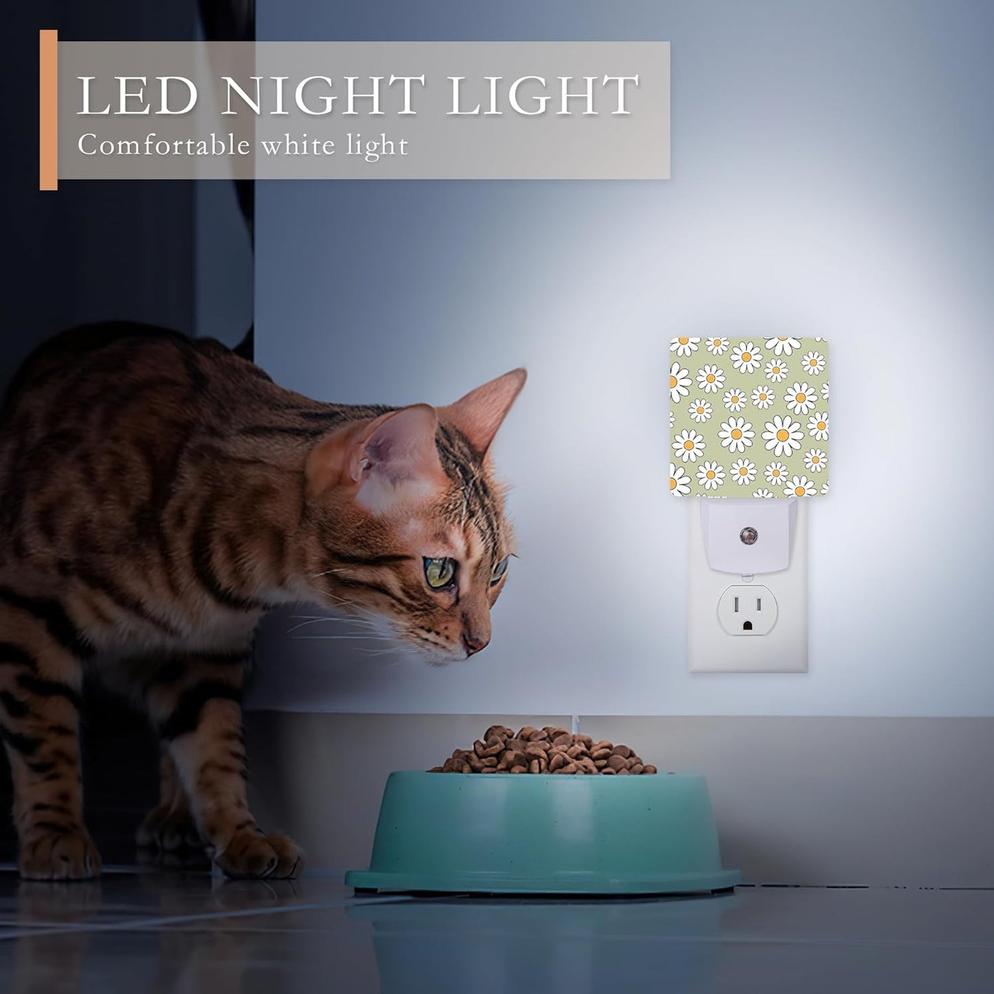 Night Light Plug into Wall,Vintage Daisy Night Light with Dusk to Dawn Sensor Night Light for Kid Girls Boys Women Men Room Decor, Hallway, Kitchen, Bathroom, Nursery, Stairs