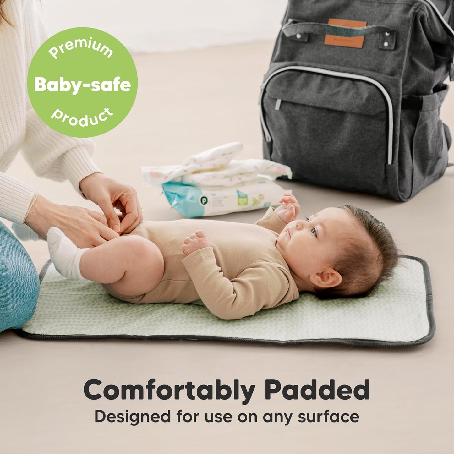 KeaBabies Portable Diaper Changing Pad, Easy Wipe Clean - Foldable Waterproof Baby Changing Mat for Diaper Bag, Compact, Lightweight, 25x13 Newborn, Infant, Baby Changer Travel Essential (Woods)