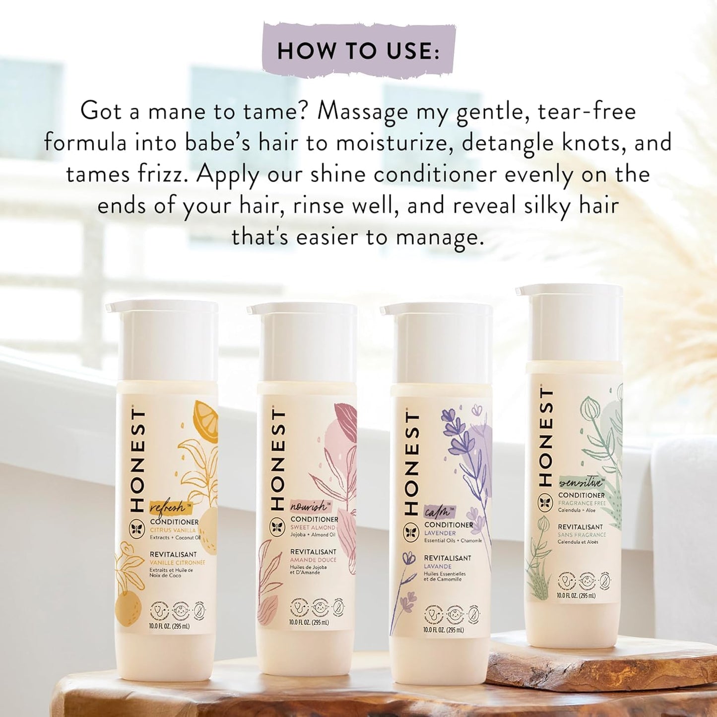 The Honest Company Silicone-Free Conditioner Gentle for Baby Naturally Derived Tear Free Hypoallergenic Sweet Almond Nourish 10 fl oz