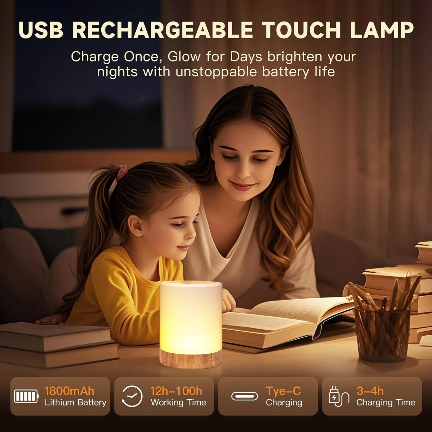 Night Light for Baby Nursery, 64 Colors Changing Touch Dimmable Night Lamp for Kids, Rechargeable Nursery Light with Timer, Portable Baby Night Light for Breastfeeding