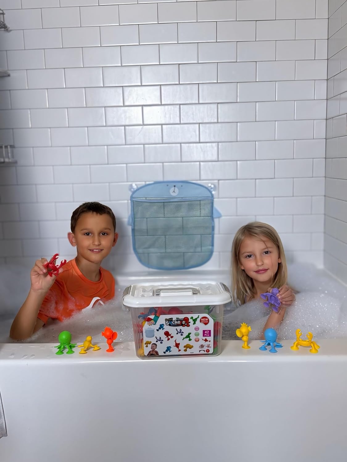 ODELA Genius Sucker Toys 42PCs Sea Animals Edition – Fun Colorful Toddler Bath Toy Animal Toys for Toddlers 1-3 – Safe and Durable Materials – Educational and Cute Designs – Ideal for Bath Time, Pool