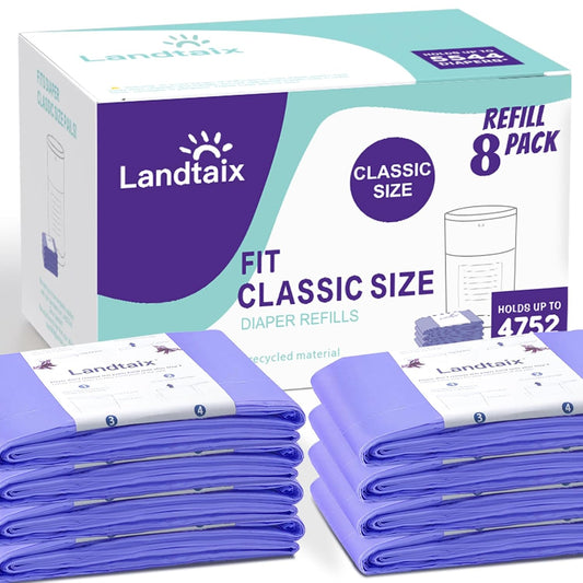 Refills Compatible with Dekor Classic Diaper Pail Refills | 8 Count for 4752 Diapers(Extra 20% Lengths) Diaper Pail Bags with Extra 30% Thickness Powerful Odor Eliminate Lavender Scent for Baby/Adult