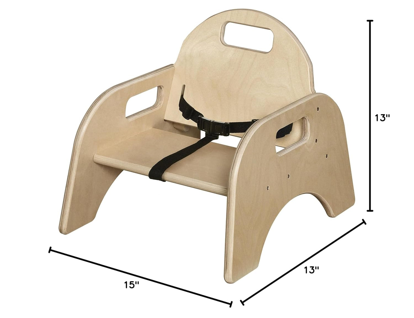 Montessori 5" H Toddler Wooden Low Feeding Chair with 3 Point Safety Harness, Stackable Chair for Babies Suitable for Restaurants, Daycare, Nursery [Set of 2]