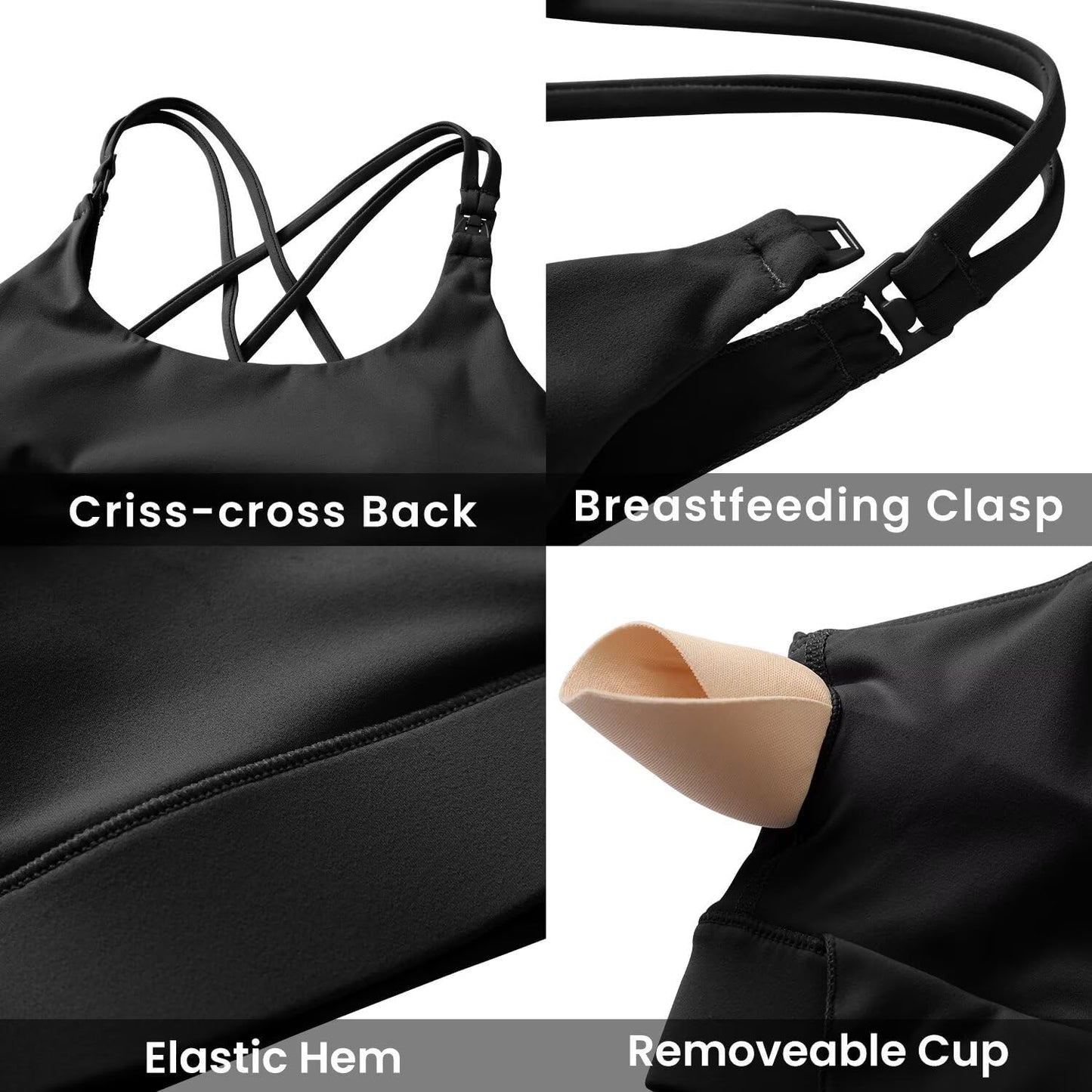 V VOCNI Nursing Bras for Breastfeeding Maternity Sports Bras Tank Top Sexy Crisscross Back Workout Yoga Pregnancy Bra