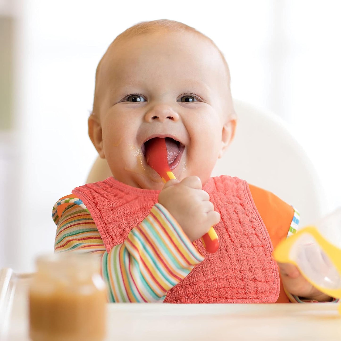 Tatuo 8 Pcs Baby Muslin Bibs & Burp Cloths 6 Absorbent Layer 100% Cotton Unisex Baby Bibs for Drooling and Teething