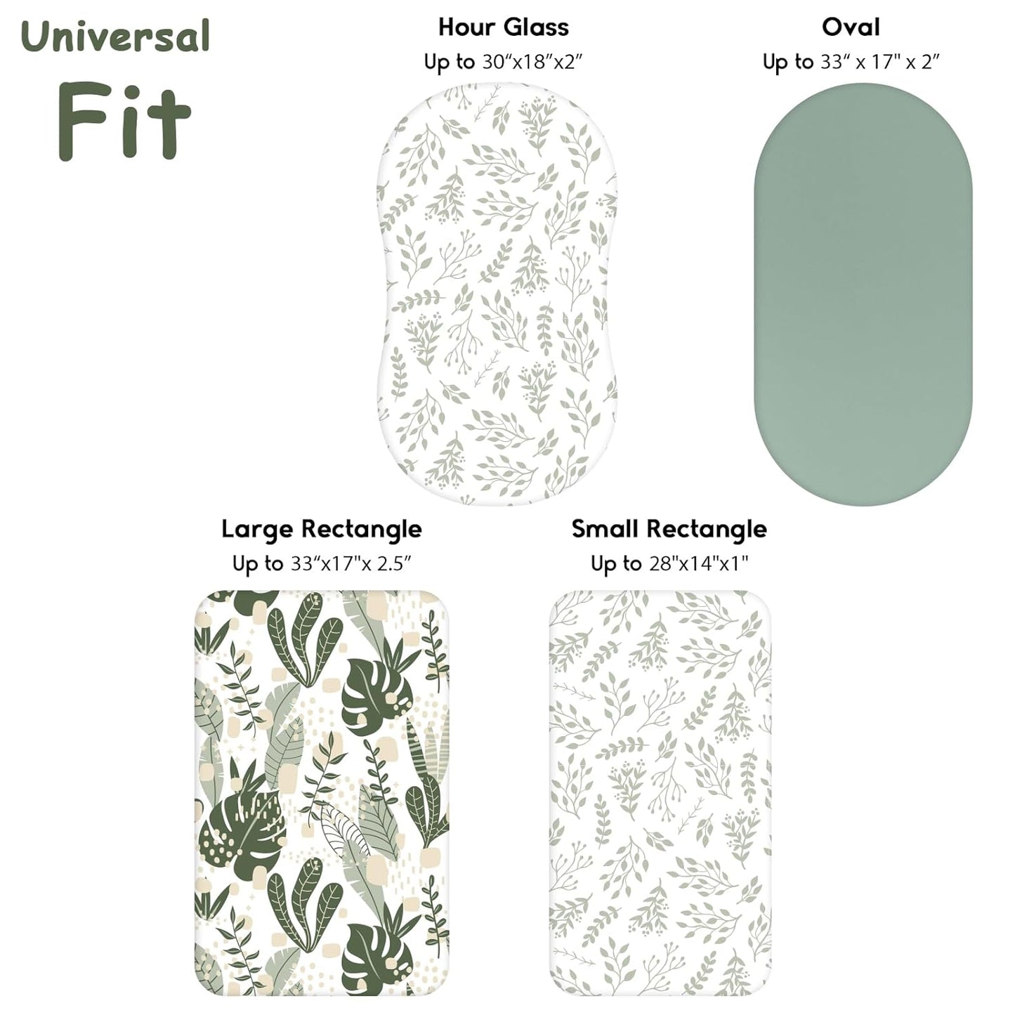 Yoofoss Bassinet Sheets for Baby,3-Pack Fitted Bassinet Sheets Set Compatible with Halo Bassinest Swivel Sleeper,Baby Delight,Angelbliss,Soft Breathable Bassinet Mattress Sheets(Green+Leaf)