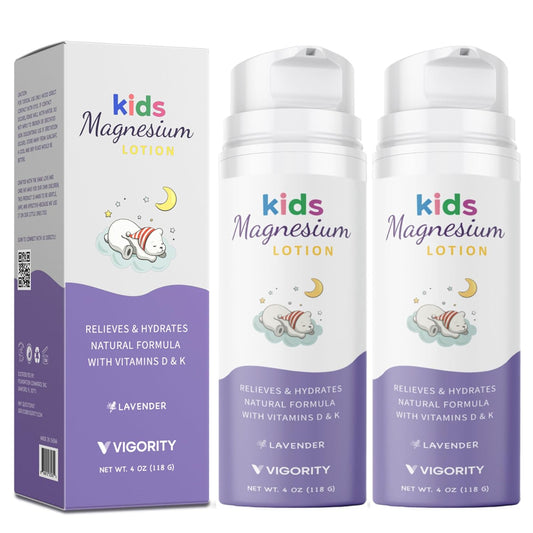 Magnesium Lotion for Kids & Babies Sleep - Bedtime Calming Body Cream with Natural Ingredients & Multi Vitamins - Topical Magnesium Soothing Relief, Promotes Relaxation (8 fl oz, Lavender)