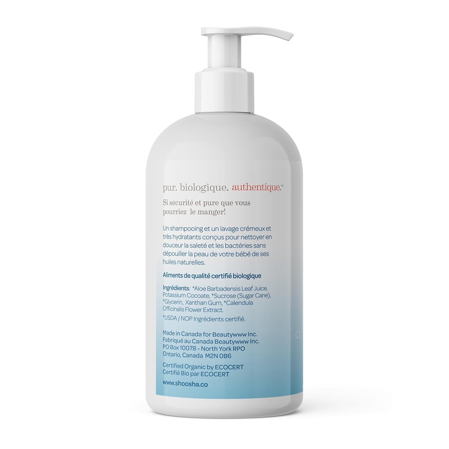 Shoosha USDA certified Organic Shampoo and Body Wash for babies and kids, Great for Sensitive Skin, All natural made from food grade ingredients, Fragrance and Tear Free, Hypoallergenic