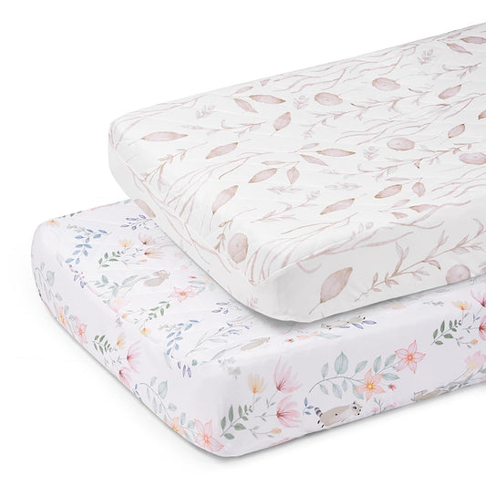 Quilted Changing Table Cover (2-Pack) Fitted Diaper Changing Pad Cover, Soft Breathable Ideal for Boys Girls (2-Pack)
