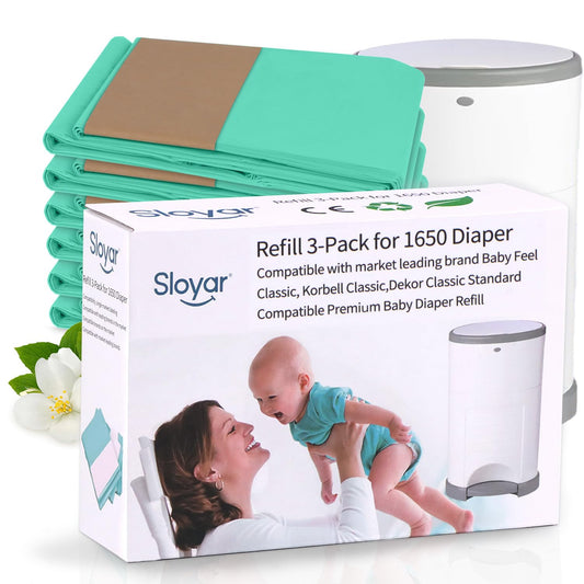 Refill Diaper Pail Bags Compatible with Dekor Classic Diaper Pails | 3 Pack | Diaper Pail Refills with Powerful Odor Elimination | Baby Powder Fragrance | Holds up to 1650 Diapers.