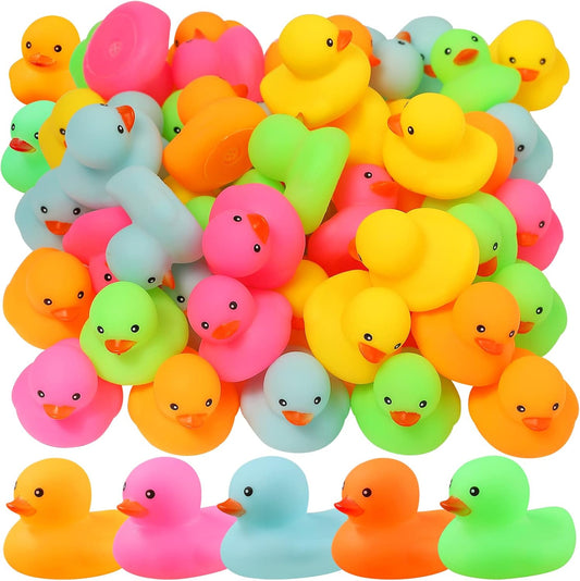 100 Pack Multicolor Mini Rubber Duck Bath Toy Colored Little Ducks