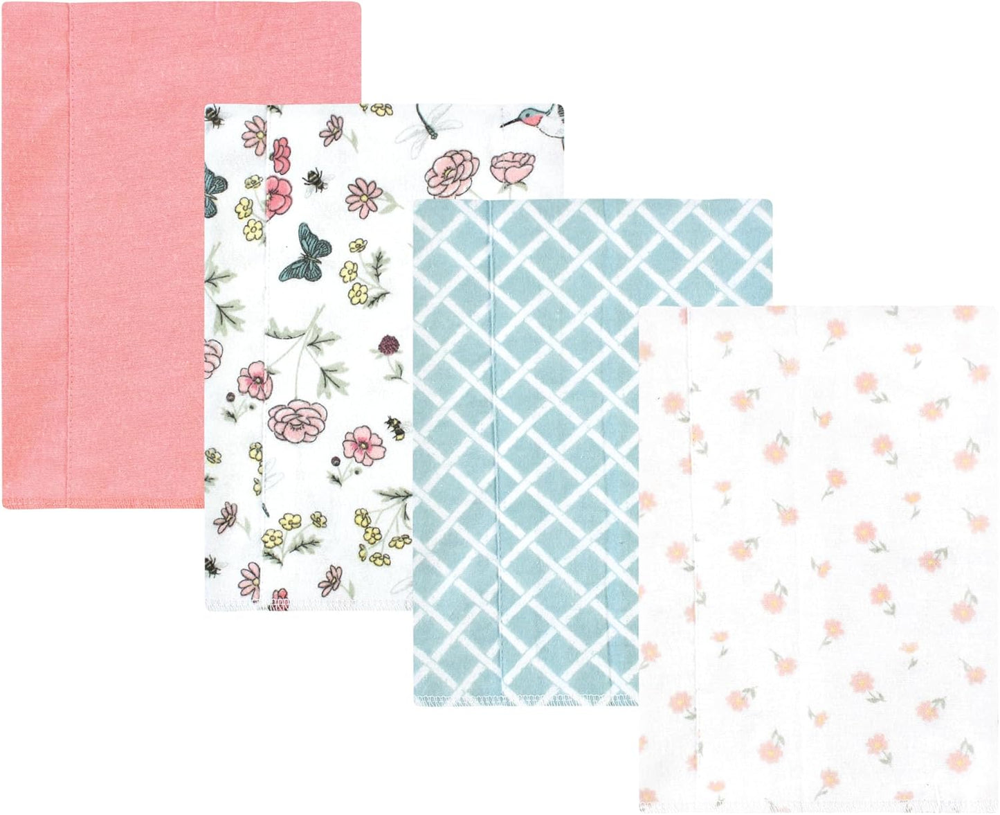 Luvable Friends Hudson Baby Flannel Burp Cloths 4pk, Garden Bird