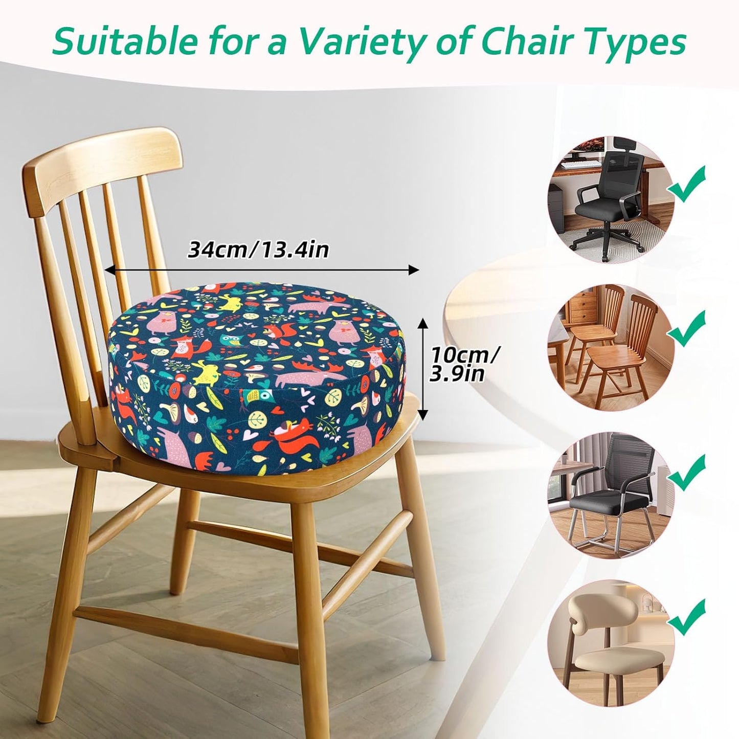 Zicac Portable Seat Cushion Washable with Non-Slip Bottom, Detachable Strong Support Cushion for Toddler Kids Baby Infant (Forest)
